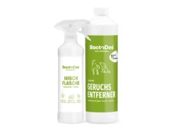 New BactoDes Animal Geruchsentferner Gegen Tierurin Konzentrat in 1L Flasche mit Misch- und Sprühflasche