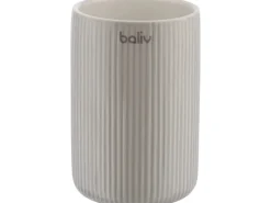 baliv Zahnputzbecher Keramik Rillenstruktur Grau