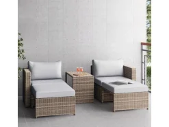 Best Balkonmöbel-Set Olea Mini 5-teilig Polyrattan Hellgrau