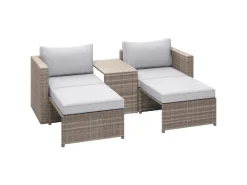 Best Balkonmöbel-Set Olea Mini 5-teilig Polyrattan Hellgrau