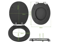 Banjado Anthrazit Toilettendeckel Mit Absenkautomatik WC-Sitz Soft Close Hygienischer Klodeckel MDF Mit Motiv Tapete Beige