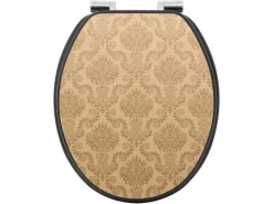 Banjado Anthrazit Toilettendeckel Mit Absenkautomatik WC-Sitz Soft Close Hygienischer Klodeckel MDF Mit Motiv Tapete Beige