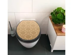 Banjado Anthrazit Toilettendeckel Mit Absenkautomatik WC-Sitz Soft Close Hygienischer Klodeckel MDF Mit Motiv Tapete Beige