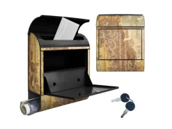 New Banjado Design Briefkasten Schwarz Pulverbeschichtet 39x47x14cm 2 Schlüssel Mit Zeitungsfach Motiv Alte Tapeten