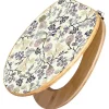 Outlet Banjado Design WC Sitz Bambus Toilettendeckel Toilettensitz Bambus Holz Klodeckel WC-Sitz Universal Scharnieren Motiv Florale Tapete