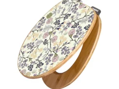 Outlet Banjado Design WC Sitz Bambus Holz Toilettendeckel Mit Absenkautomatik Klodeckel WC-Sitz Soft Close Mit Motiv Florale Tapete
