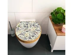Outlet Banjado Design WC Sitz Bambus Holz Toilettendeckel Mit Absenkautomatik Klodeckel WC-Sitz Soft Close Mit Motiv Florale Tapete