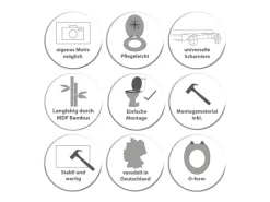 Banjado Design WC Sitz Bambus Toilettendeckel Toilettensitz Bambus Holz Klodeckel WC-Sitz Universal Scharnieren Motiv Alte Tapeten