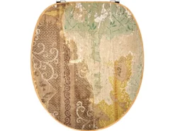 Banjado Design WC Sitz Bambus Toilettendeckel Toilettensitz Bambus Holz Klodeckel WC-Sitz Universal Scharnieren Motiv Alte Tapeten