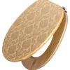 Banjado Design WC Sitz Bambus Toilettendeckel Toilettensitz Bambus Holz Klodeckel WC-Sitz Universal Scharnieren Motiv Tapete Beige
