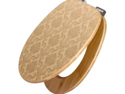 Sale Banjado Design WC Sitz Bambus Holz Toilettendeckel Mit Absenkautomatik Klodeckel WC-Sitz Soft Close Mit Motiv Tapete Beige