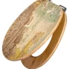 Banjado Design WC Sitz Bambus Holz Toilettendeckel Mit Absenkautomatik Klodeckel WC-Sitz Soft Close Mit Motiv Alte Tapeten