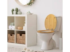 Banjado Design WC Sitz Bambus Holz Toilettendeckel Mit Absenkautomatik Klodeckel WC-Sitz Soft Close Mit Motiv Alte Tapeten