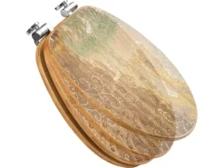 Banjado Design WC Sitz Bambus Holz Toilettendeckel Mit Absenkautomatik Klodeckel WC-Sitz Soft Close Mit Motiv Alte Tapeten