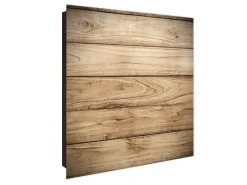 Banjado Großer Schlüsselkasten Glas 30x30cm Schwarz Scharnier Links 50 Haken Beschreibbar Magnetisch Motiv Holzplanken