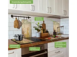 Discount Banjado Herdabdeckplatte Glas 2 Teilig Je 30x52CM Schneidebrett Herdabdeckung Mit Motiv Alte Tapeten