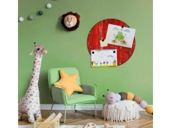 Banjado Magnettafel Rund Größe 47cm Magnetwand Schwarz Aus Metall Magnetpinnwand Pinnwand Motiv Rote Holzlatten