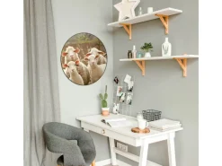 Banjado Magnettafel Rund Größe 47cm Magnetwand Schwarz Aus Metall Magnetpinnwand Pinnwand Motiv Schaffamilie