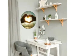 Banjado Magnettafel Rund Größe 47cm Magnetwand Schwarz Aus Metall Magnetpinnwand Pinnwand Motiv Sonne Im Herzen