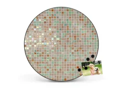 Clearance Banjado Magnettafel Rund Größe 47cm Magnetwand Schwarz Aus Metall Magnetpinnwand Pinnwand Motiv Grüne Fliesen