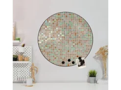 Clearance Banjado Magnettafel Rund Größe 47cm Magnetwand Schwarz Aus Metall Magnetpinnwand Pinnwand Motiv Grüne Fliesen