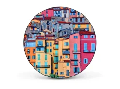 Banjado Magnettafel Rund Größe 47cm Magnetwand Schwarz Aus Metall Magnetpinnwand Pinnwand Motiv Häuserberg