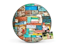 Online Banjado Magnettafel Rund Größe 47cm Magnetwand Schwarz Aus Metall Magnetpinnwand Pinnwand Motiv Bunte Holzschindeln