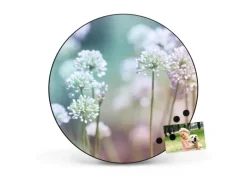 Outlet Banjado Magnettafel Rund Größe 47cm Magnetwand Schwarz Aus Metall Magnetpinnwand Pinnwand Motiv Lauchblüte