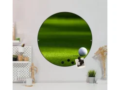 Banjado Magnettafel Rund Größe 47cm Magnetwand Schwarz Aus Metall Magnetpinnwand Pinnwand Motiv Einsamer Golfball