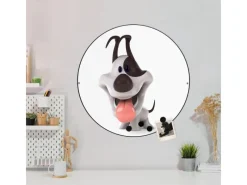 Banjado Magnettafel Rund Größe 47cm Magnetwand Schwarz Aus Metall Magnetpinnwand Pinnwand Motiv Comic-Hund