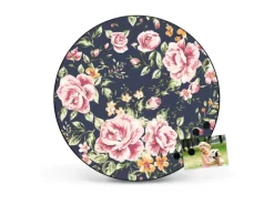 Banjado Magnettafel Rund Größe 47cm Magnetwand Schwarz Aus Metall Magnetpinnwand Pinnwand Motiv Rosen Auf Anthrazit