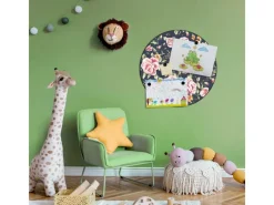 Banjado Magnettafel Rund Größe 47cm Magnetwand Schwarz Aus Metall Magnetpinnwand Pinnwand Motiv Rosen Auf Anthrazit