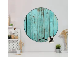 Best Banjado Magnettafel Rund Größe 47cm Magnetwand Schwarz Aus Metall Magnetpinnwand Pinnwand Motiv Blaues Holz
