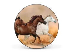 Banjado Magnettafel Rund Größe 47cm Magnetwand Schwarz Aus Metall Magnetpinnwand Pinnwand Motiv Wilde Pferde