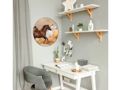 Banjado Magnettafel Rund Größe 47cm Magnetwand Schwarz Aus Metall Magnetpinnwand Pinnwand Motiv Wilde Pferde