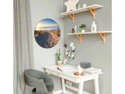 Banjado Magnettafel Rund Größe 47cm Magnetwand Schwarz Aus Metall Magnetpinnwand Pinnwand Motiv Nordseestrand