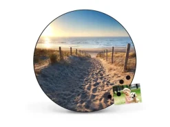 Banjado Magnettafel Rund Größe 47cm Magnetwand Schwarz Aus Metall Magnetpinnwand Pinnwand Motiv Nordseestrand
