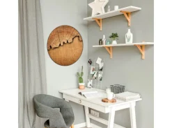 Banjado Magnettafel Rund Größe 47cm Magnetwand Schwarz Aus Metall Magnetpinnwand Pinnwand Motiv Holz