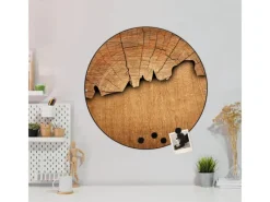 Banjado Magnettafel Rund Größe 47cm Magnetwand Schwarz Aus Metall Magnetpinnwand Pinnwand Motiv Holz