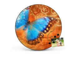 Banjado Magnettafel Rund Größe 47cm Magnetwand Schwarz Aus Metall Magnetpinnwand Pinnwand Motiv Schmetterling