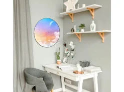 Banjado Magnettafel Rund Größe 47cm Magnetwand Schwarz Aus Metall Magnetpinnwand Pinnwand Motiv Vögel Am Himmel