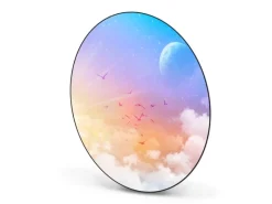 Banjado Magnettafel Rund Größe 47cm Magnetwand Schwarz Aus Metall Magnetpinnwand Pinnwand Motiv Vögel Am Himmel