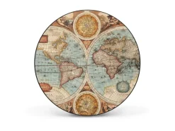 Banjado Magnettafel Rund Größe 47cm Magnetwand Schwarz Aus Metall Magnetpinnwand Pinnwand Motiv Historische Weltkarte