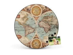 Banjado Magnettafel Rund Größe 47cm Magnetwand Schwarz Aus Metall Magnetpinnwand Pinnwand Motiv Historische Weltkarte