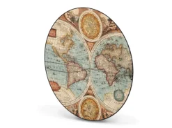 Banjado Magnettafel Rund Größe 47cm Magnetwand Schwarz Aus Metall Magnetpinnwand Pinnwand Motiv Historische Weltkarte