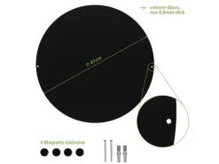 Banjado Magnettafel Rund Größe 47cm Magnetwand Schwarz Aus Metall Magnetpinnwand Pinnwand Motiv Rote Dahlien