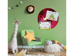 Banjado Magnettafel Rund Größe 47cm Magnetwand Schwarz Aus Metall Magnetpinnwand Pinnwand Motiv Rote Dahlien