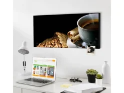 Banjado Magnettafel 78x37cm Magnetwand Schwarz Aus Metall Magnetpinnwand Pinnwand Inkl. 4 Magnete Motiv Hot Coffee