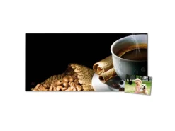 Banjado Magnettafel 78x37cm Magnetwand Schwarz Aus Metall Magnetpinnwand Pinnwand Inkl. 4 Magnete Motiv Hot Coffee