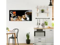 Banjado Magnettafel 78x37cm Magnetwand Schwarz Aus Metall Magnetpinnwand Pinnwand Inkl. 4 Magnete Motiv Hot Coffee